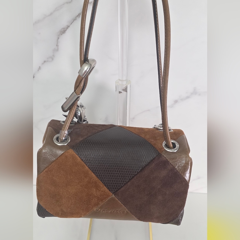 Marc Jacobs : Brown Patchwork Suede Silver Chains… - image 3